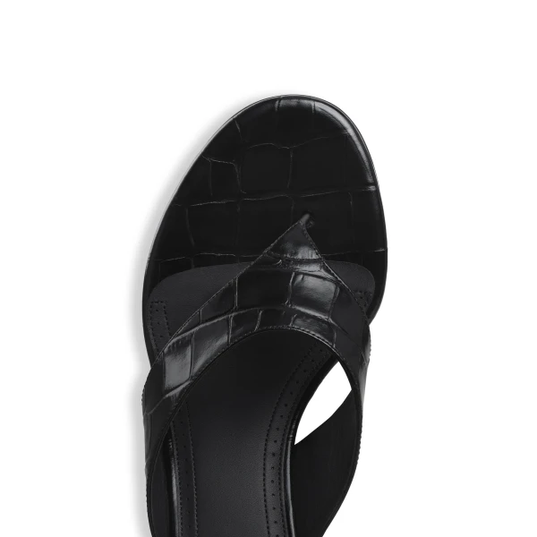 Alaia Thong Mules in Crocodile Embossed Calfskin, Black, 55 mm | Mules | Coveti