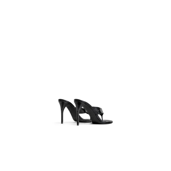 Alaia Thong Mules in Crocodile Embossed Calfskin, Black, 90 mm | Mules | Coveti