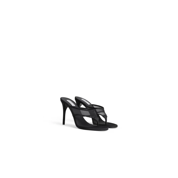 Alaia Thong Mules in Mesh, Black, 90 mm | Mules | Coveti