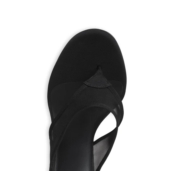 Alaia Thong Mules in Mesh, Black, 90 mm | Mules | Coveti