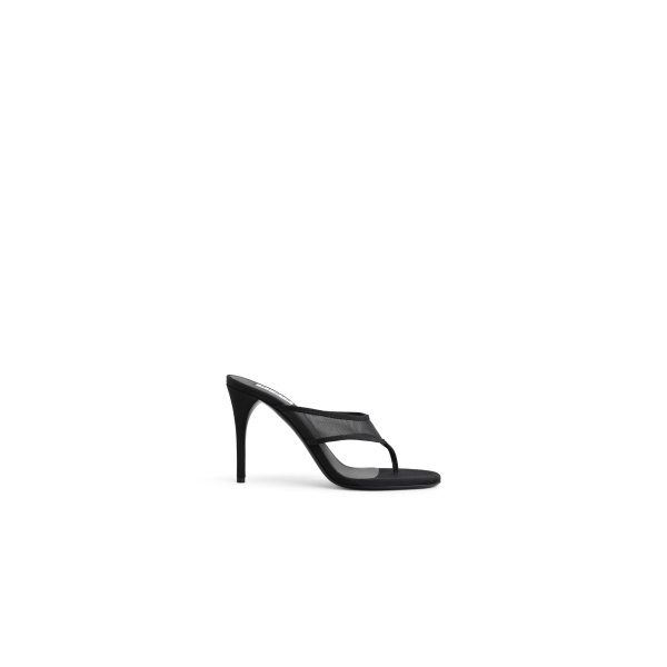 Alaia Thong Mules in Mesh, Black, 90 mm | Mules | Coveti