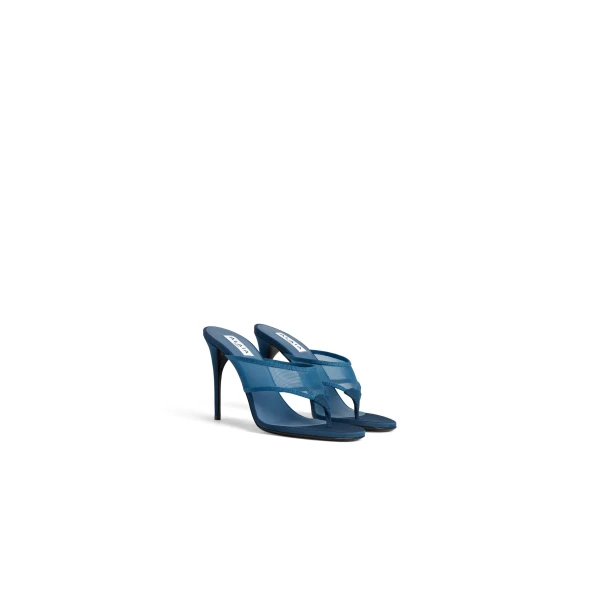 Alaia Thong Mules in Mesh, Faded Blue | Mules | Coveti