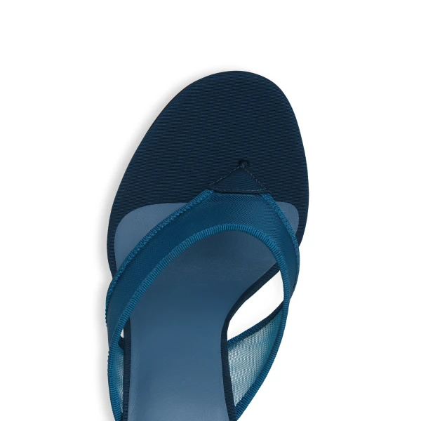 Alaia Thong Mules in Mesh, Faded Blue | Mules | Coveti