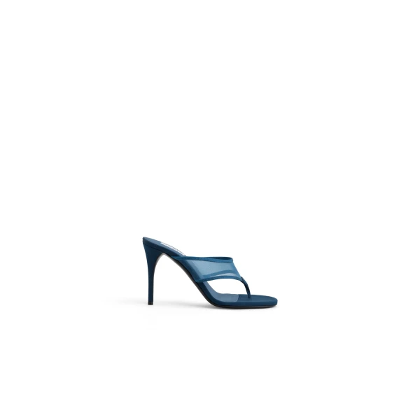 Thong Mules in Mesh, Faded Blue