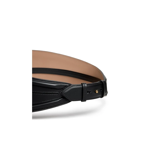 Alaia Tube Corset Belt in Calfskin, Black | Belts | Coveti