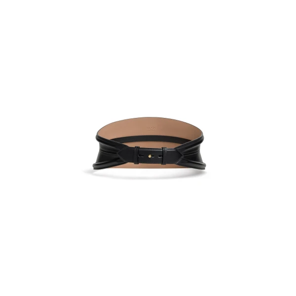 Tube Corset Belt in Calfskin, Black