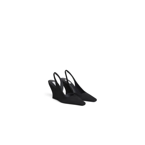 Alaia Wave Slingbacks in Suede, Black | Heels | Coveti