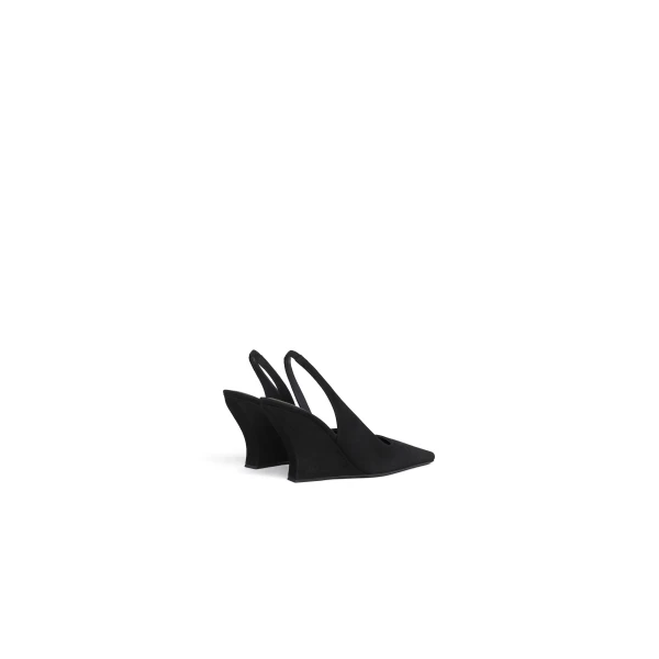Alaia Wave Slingbacks in Suede, Black | Heels | Coveti