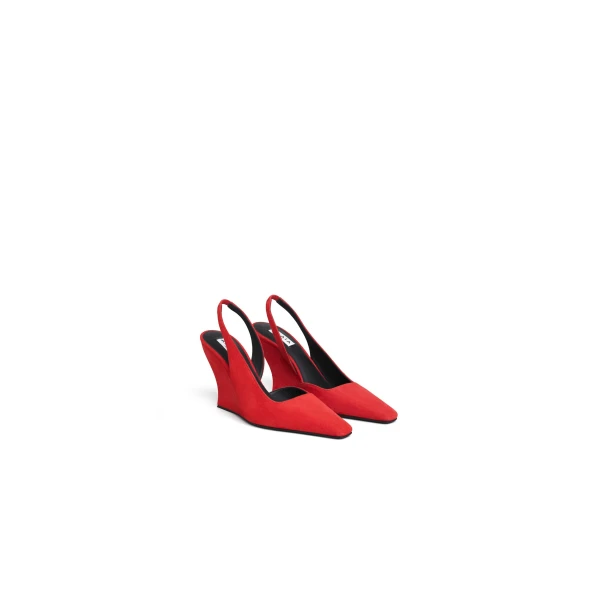 Alaia Wave Slingbacks in Suede, Burnt Orange | Heels | Coveti