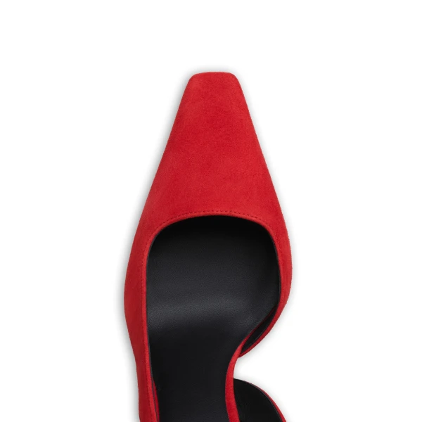 Alaia Wave Slingbacks in Suede, Burnt Orange | Heels | Coveti