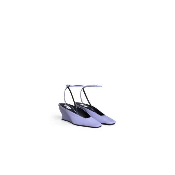 Alaia Wave Wedge Pumps in Suede, Lilac | Heels | Coveti