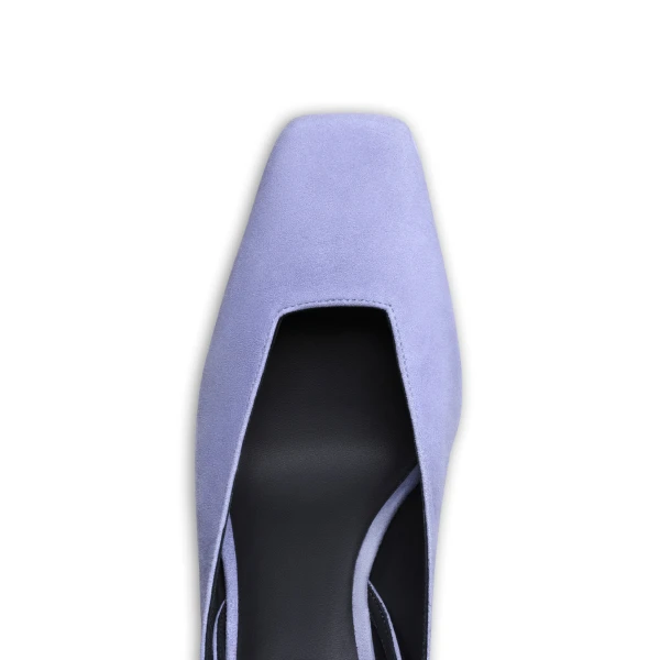 Alaia Wave Wedge Pumps in Suede, Lilac | Heels | Coveti