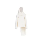Alaia Wool Scarf Coat in Natural | Wool Coat | Coveti