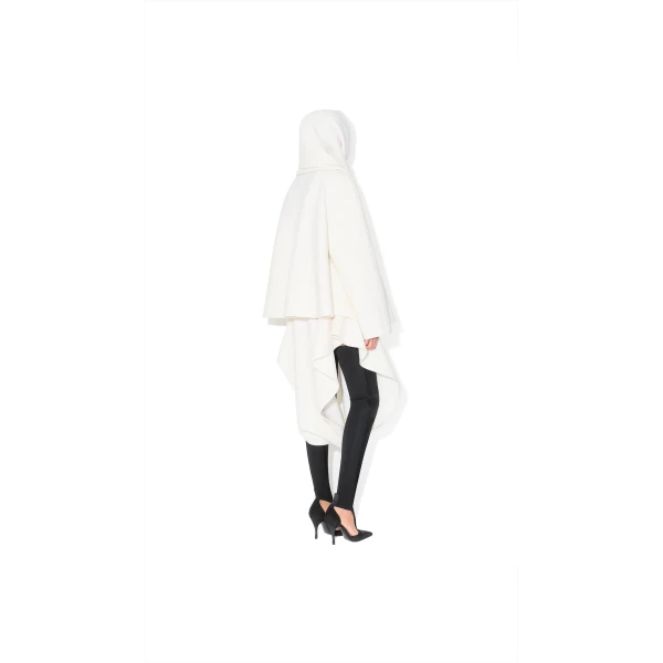Alaia Wool Scarf Coat in Natural | Wool Coat | Coveti