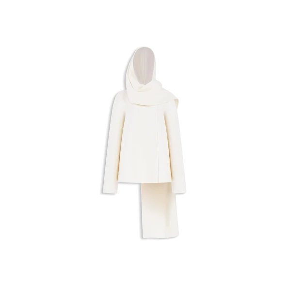 Wool Scarf Coat in Natural