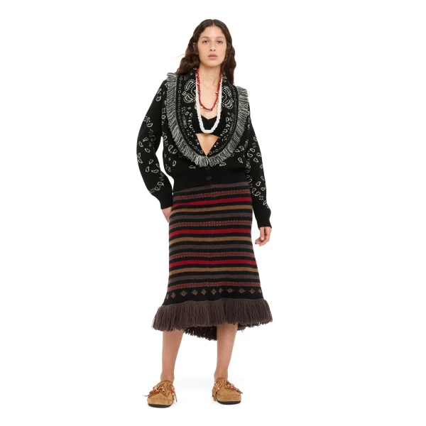 Alanui Bandana Jacquard Cardi-Bomber in Black Multicolour