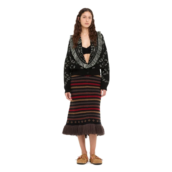 Alanui Bandana Jacquard Cardi-Bomber in Black Multicolour