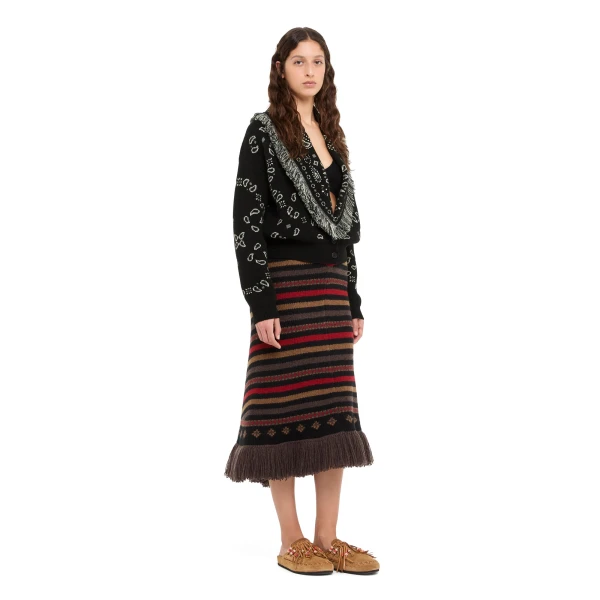 Alanui Bandana Jacquard Cardi-Bomber in Black Multicolour