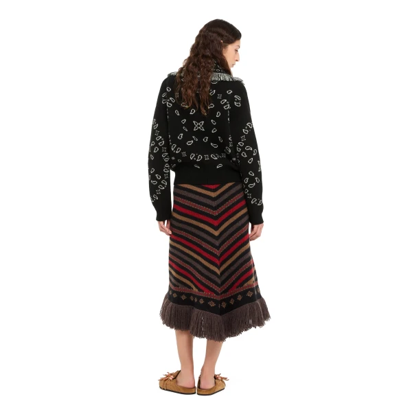 Alanui Bandana Jacquard Cardi-Bomber in Black Multicolour