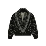 Alanui Bandana Jacquard Cardi-Bomber in Black Multicolour | Cardigan | Coveti