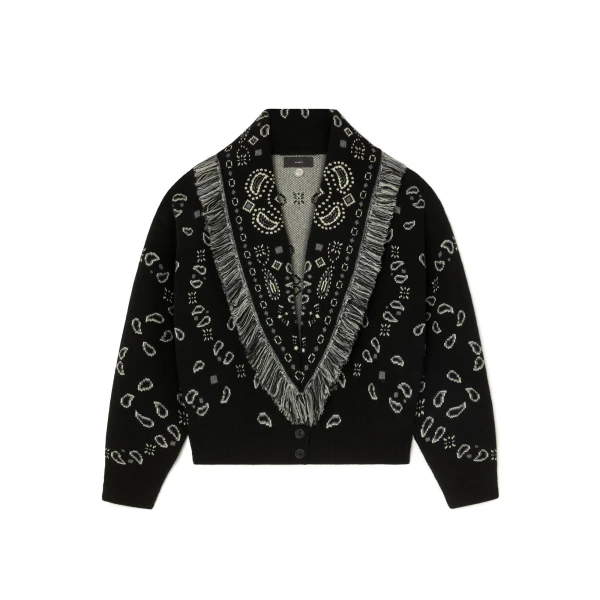 Bandana Jacquard Cardi-Bomber in Black Multicolour