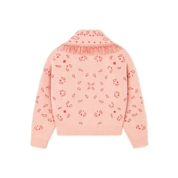 Alanui Bandana Jacquard Cardi-Bomber in Calendula and Rosy Spike