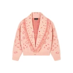 Alanui Bandana Jacquard Cardi-Bomber in Calendula and Rosy Spike | Cardigan | Coveti