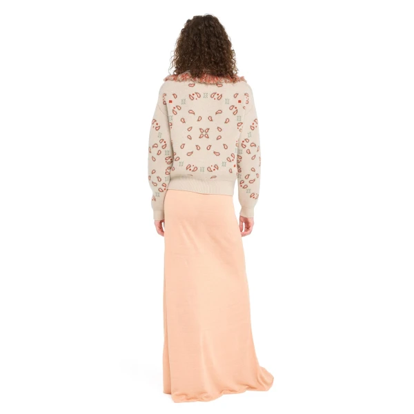 Alanui Bandana Jacquard Cardi-Bomber in Chalk and Coral