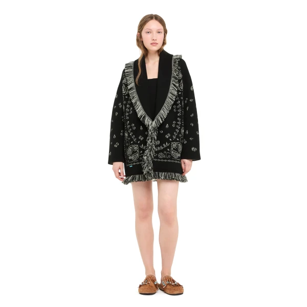 Alanui Bandana Jacquard Cardigan in Black Multicolour