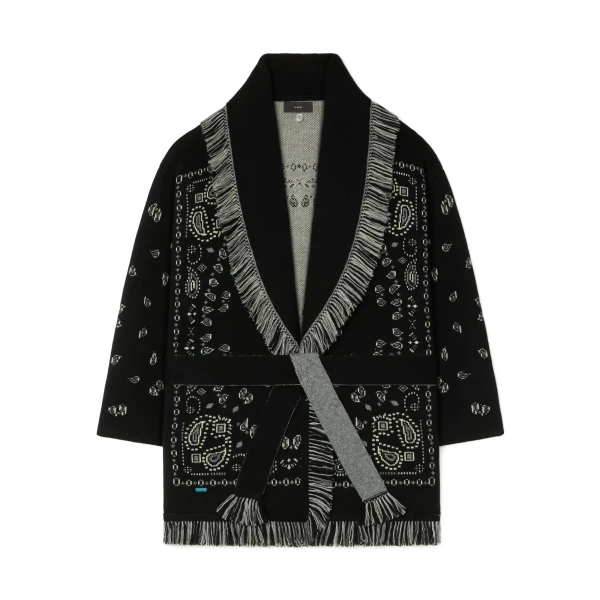 Alanui Bandana Jacquard Cardigan in Black Multicolour