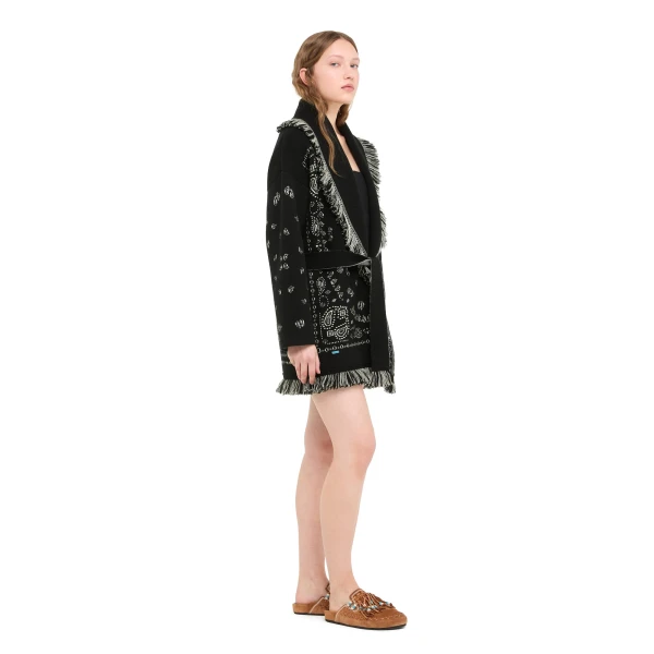 Alanui Bandana Jacquard Cardigan in Black Multicolour
