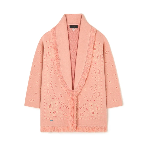 Alanui Bandana Jacquard Cardigan in Calendula and Rosy Spike | Cardigan | Coveti