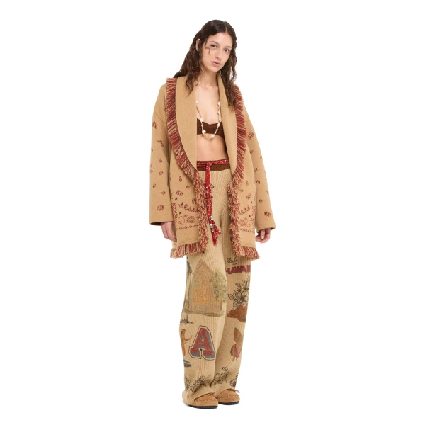 Alanui Bandana Jacquard Cardigan in Camel Multicolour