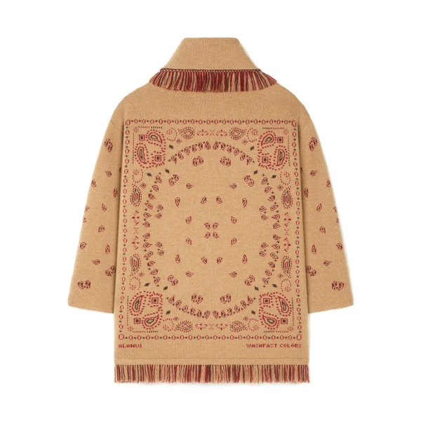 Alanui Bandana Jacquard Cardigan in Camel Multicolour