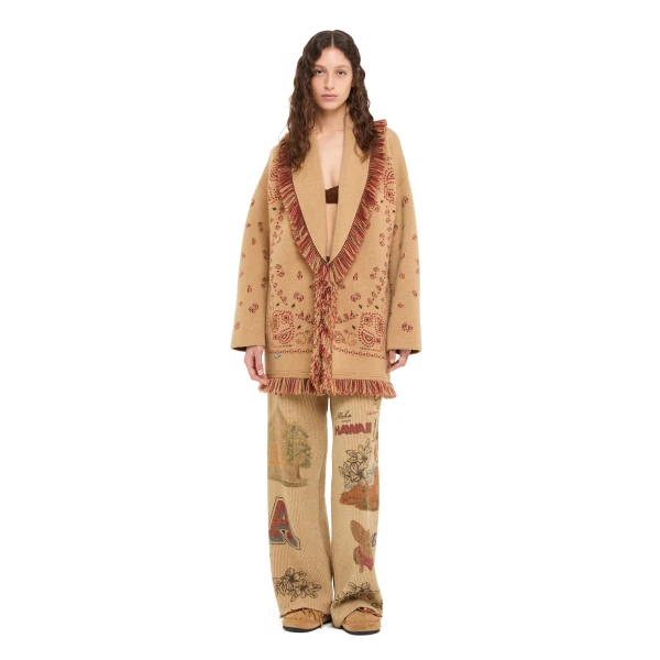 Alanui Bandana Jacquard Cardigan in Camel Multicolour