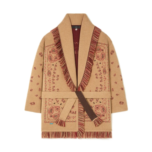 Alanui Bandana Jacquard Cardigan in Camel Multicolour