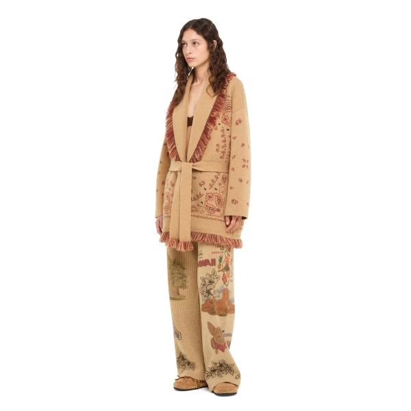 Alanui Bandana Jacquard Cardigan in Camel Multicolour
