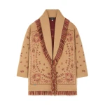 Alanui Bandana Jacquard Cardigan in Camel Multicolour | Cardigan | Coveti