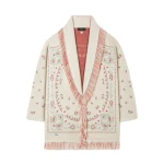 Alanui Bandana Jacquard Cardigan in Chalk and Coral | Cardigan | Coveti