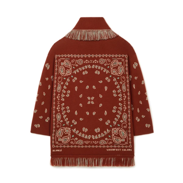 Alanui Bandana Jacquard Cardigan in Harissa and New Sage