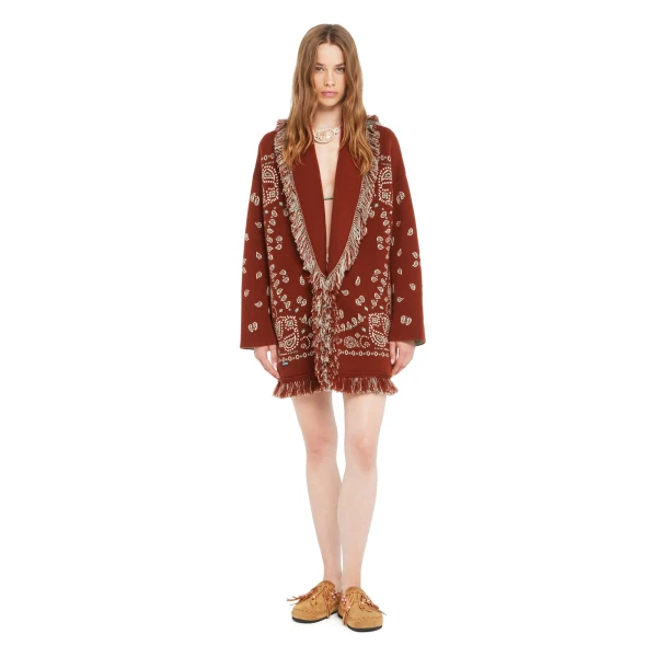 Alanui Bandana Jacquard Cardigan in Harissa and New Sage