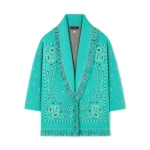 Alanui Bandana Jacquard Cardigan in Reef and Deep Blue | Cardigan | Coveti
