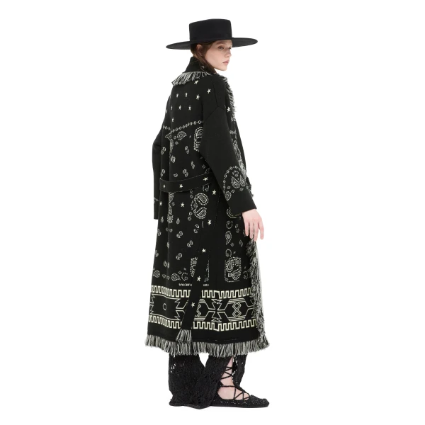 Alanui Bandana Jacquard Coat in Black Multicolour
