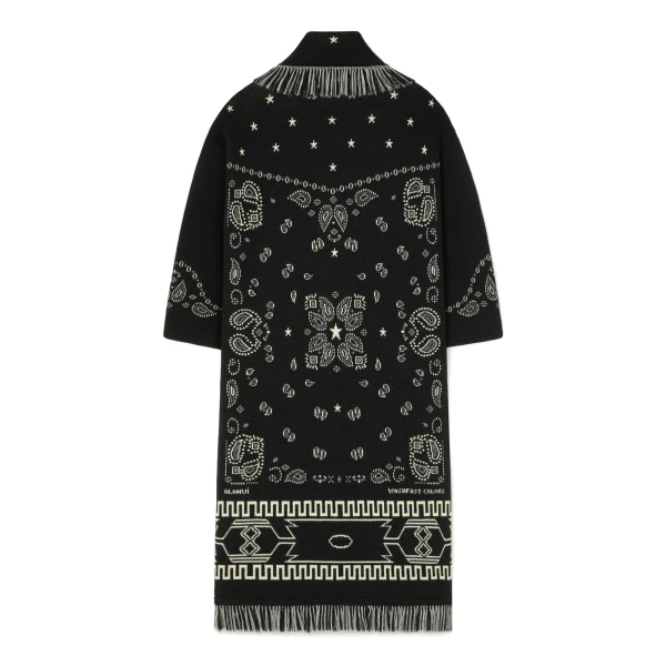 Alanui Bandana Jacquard Coat in Black Multicolour