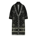 Alanui Bandana Jacquard Coat in Black Multicolour | Coats | Coveti