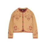 Alanui Bandana Jacquard Jacket in Camel Multicolour | Jackets | Coveti