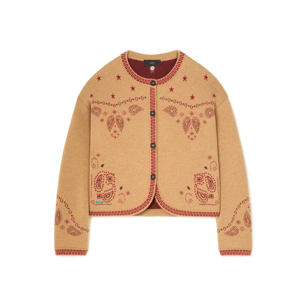 Bandana Jacquard Jacket in Camel Multicolour