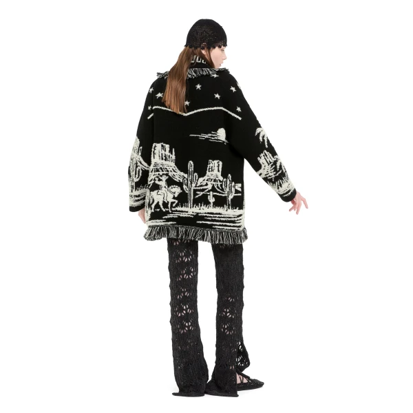 Alanui Canyon Spirit Cardigan in Black and Chalk
