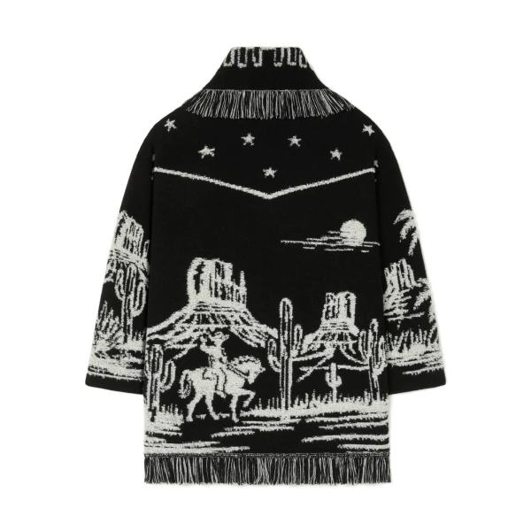Alanui Canyon Spirit Cardigan in Black and Chalk