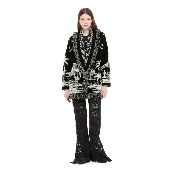 Alanui Canyon Spirit Cardigan in Black and Chalk